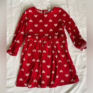 Old Navy Red Dress with Pink Happy Hearts Girls 5T Long sleeve